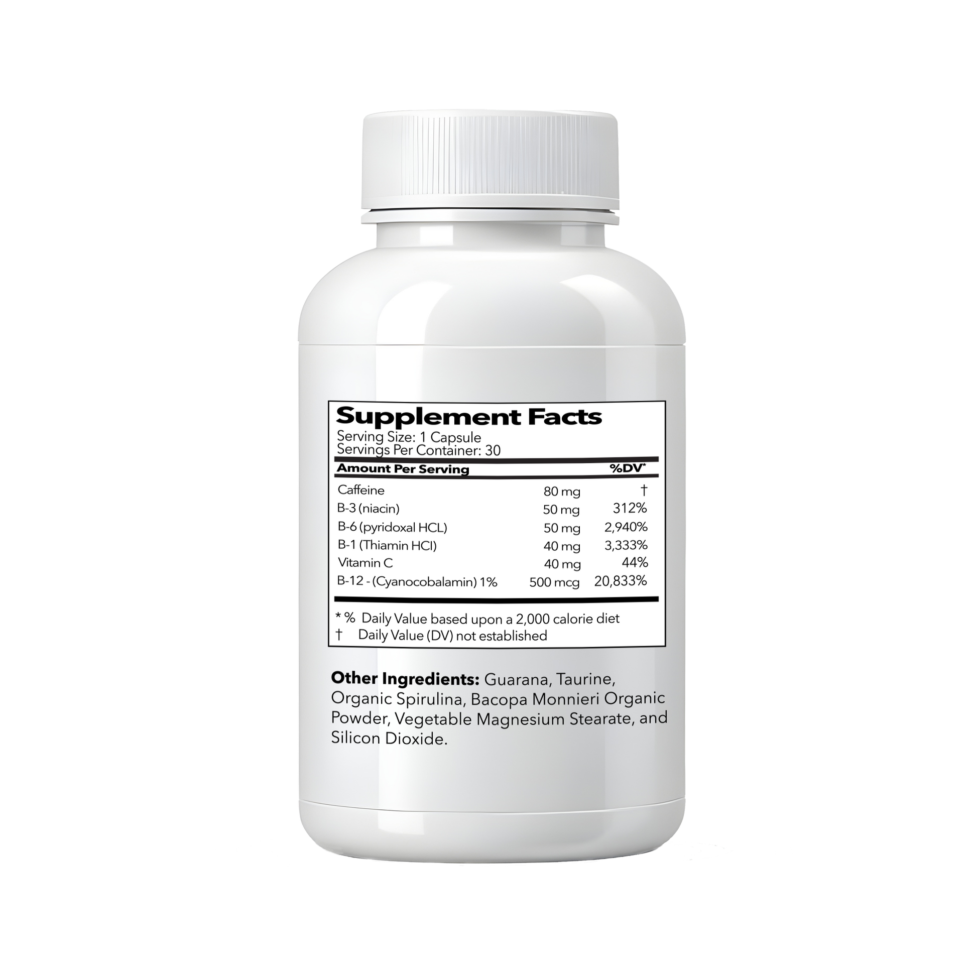 Supplement bottle with label for Ignite