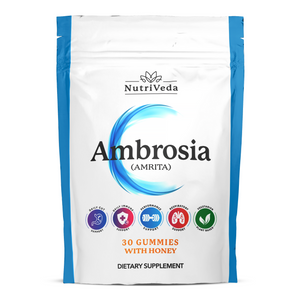NutriVeda Ambrosia Gummies: Organic, Plant-Based Nutrition for All Ages, Ayurvedic Herbal, Immune & Digestive Support | 30 Gummies with Honey