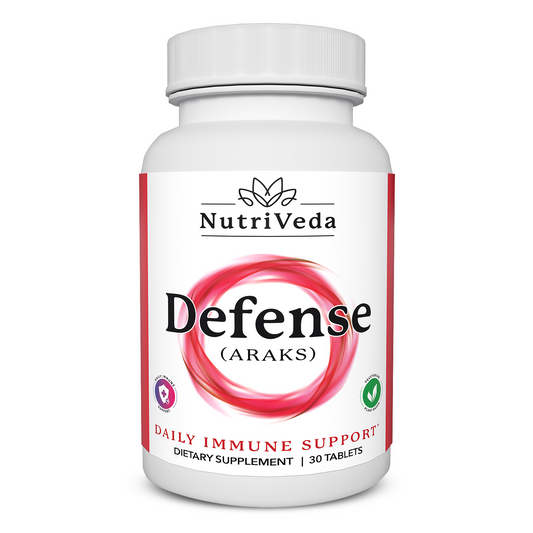 NutriVeda Defense Immune Booster: Vitamin C, Vitamin D3, Zinc, Essential Vitamins for Immune System Support, Comprehensive Health & Wellness | 30 Capsules