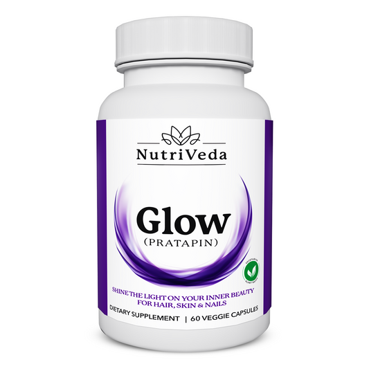 NutriVeda Glow Capsules: Premium Hair, Skin, and Nail Vitamins for Women and Men | Enhanced Beauty & Wellness Support Natural Beauty Supplements | 60 Capsules