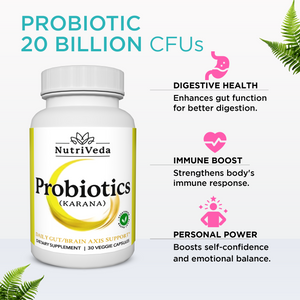 Nutriveda Probiotics: Empowering Digestive & Personal Strength with Top-Rated Probiotic Supplement | Ideal for Both Men & Women | 30 Capsules