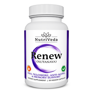 Nutriveda Renew NAD+ Supplement - Potent NAD+ Enhancer for Anti-Aging Support, Enhanced Cognitive & Cellular Health, Optimal Wellness | Vitality & Longevity | 30 Capsules