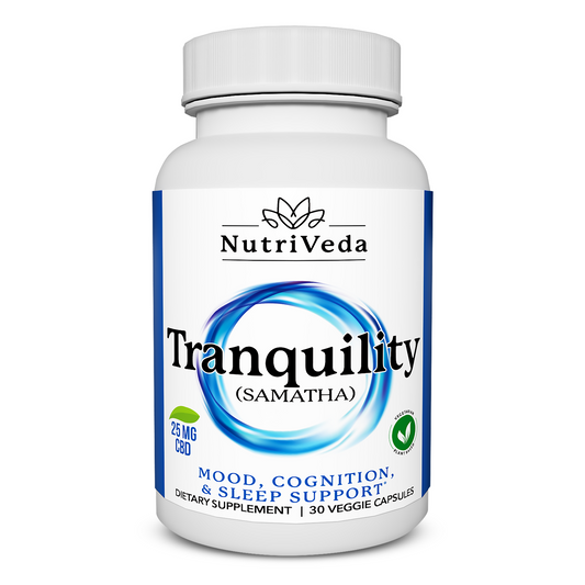 NutriVeda Tranquility Sleep Support - Natural Sleep Supplement for Adults, Insomnia Relief, Stay Asleep All Night, Best Natural Sleeping Aid  | 30 capsules